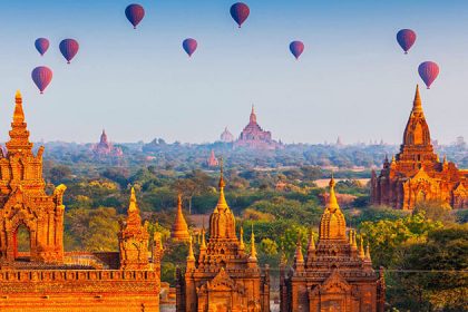 Bagan temples and hot air balloon