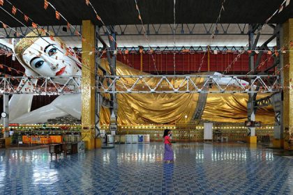 Chauk Htat Gyi pagoda is place to see one of the largest reclining buddha images in myanmar river cruises